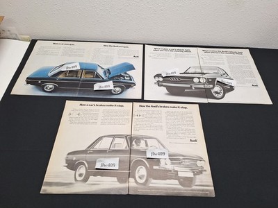 3 Vintage 1970 AUDI ADS Original Print Ad Literature