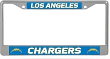 Los Angeles Chargers Premium Metal License Plate Frame Chrome Tag Cover, 12x6...