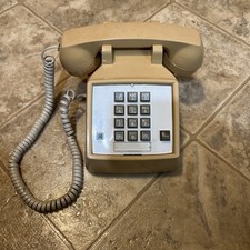 Vintage Cortelco ITT 2500 Cream Beige Tan Single Line Analog Corded Desk Phone