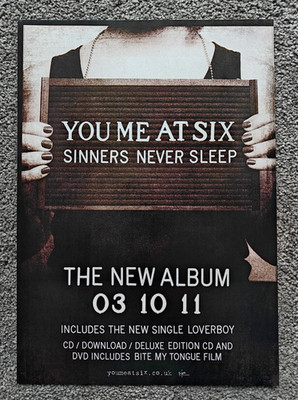 You Me At Six - 'Sinners Never Sleep' - Magazine Advert 2011 - Rare!