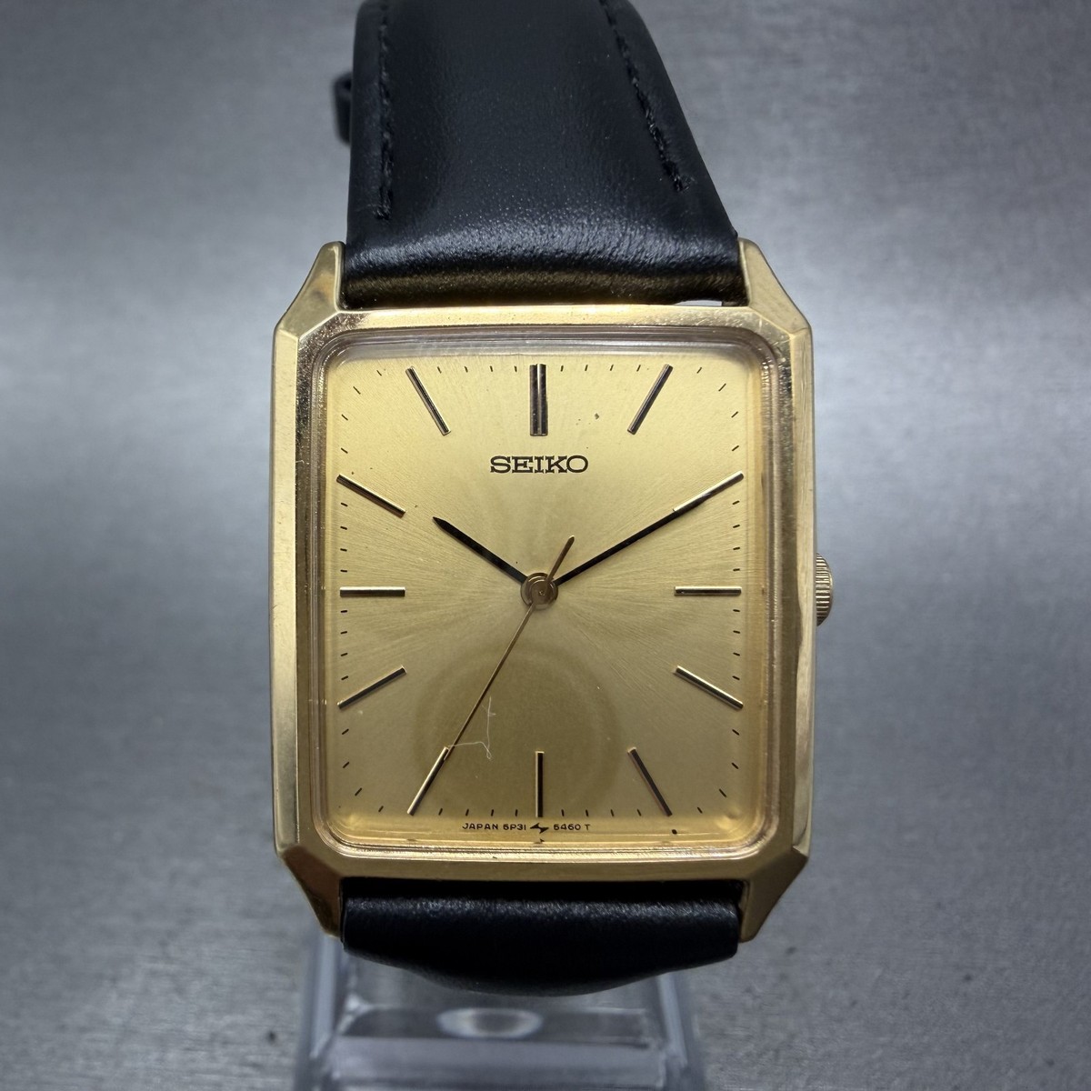 Seiko Tank Watch Men 25mm Champagne Dial Gold Tone 5P31-5330 New Seiko Tank Watch Men 25mm Champagne Dial Gold Tone 5P31-5330 New