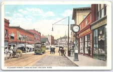 Vintage Pleasant Street Malden Massachusetts Early 1900s Postcard
