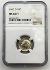 1960-D Roosevelt Silver Dime 10C NGC MS66 FT Full Torch Gem US 90% Coin BM1