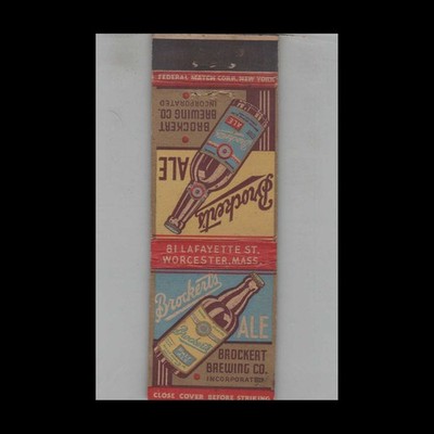 Matchbook Cover Brockert's Ale Worcester MA