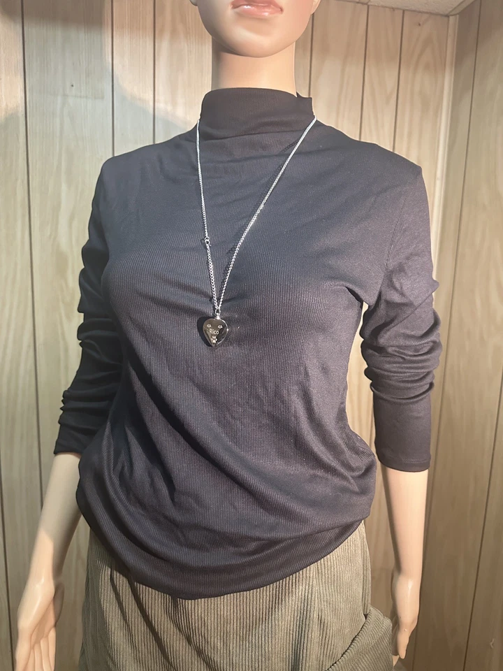 Elastic cotton pullover lapel, versatile base layer for women, black. L - Image 4 of 4