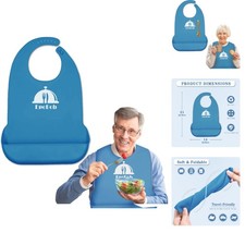 Silicone Bibs with Crumb Catcher, Washable, Adjustable-for Elderly Men/Women