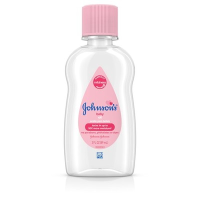 Johnson's Baby Oil, Pure Mineral Oil to 3 Fl Oz (Pack of 1), Cranberry 