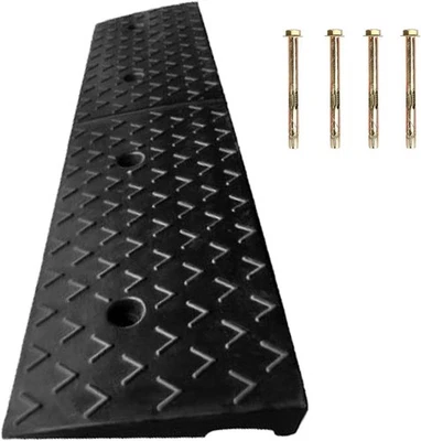 BIMITI 2in Rise Rubber Kerb Ramp Non Slip Threshold Driveway Ramp 100x25x5cm