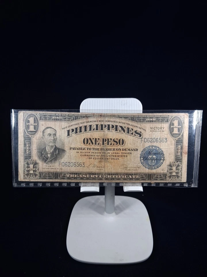 1922 EE. UU. FILIPINAS CERTIFICADO TESORO VICTORIA UN PESO Foto 2 de 4