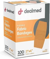 Dealmed Fabric Flexible Adhesive Bandages with Non-Stick Pad, Latex Box of 100