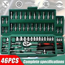 46 tlg Steckschlüssel Satz Set 1/4" Knarrenkasten Ratschenkasten Nusssätze Tool