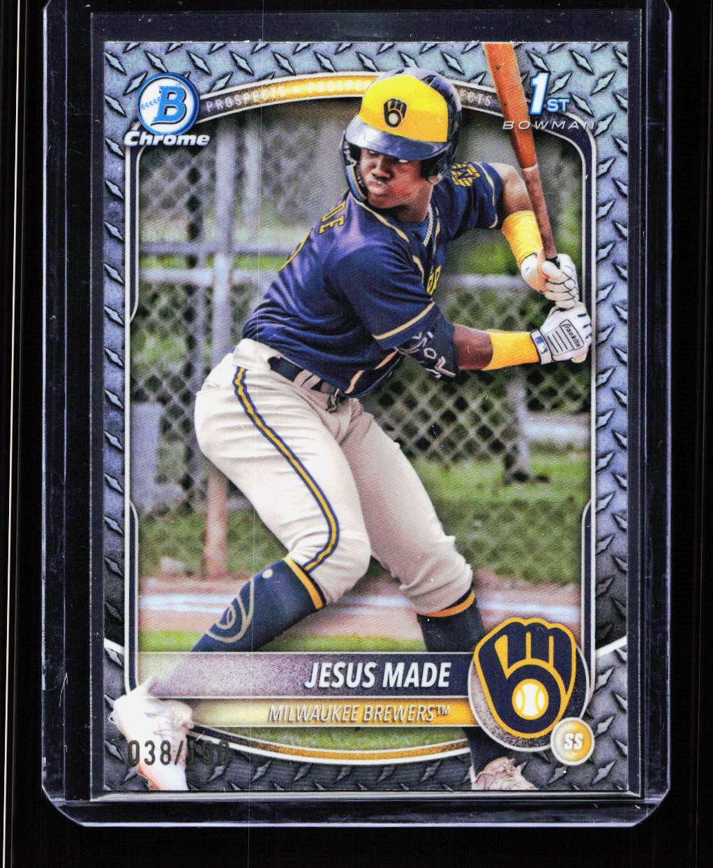 2025 Bowman #BCP-50 Jesus Made Chrome Prospects Steel Metal Refractor #/100
