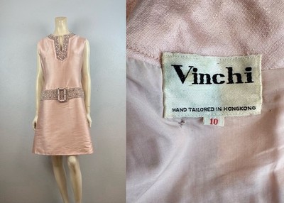 Rare Vinchi Demi Couture Pink Silk, Rhinestones Pink Silver Glass Beads, Small