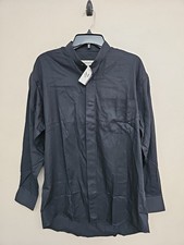 NWT PRONTO UOMO Men's Shirt Long Sleeve Button Down Black Color Cotton.Size M