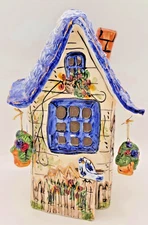 Blue Sky Clayworks Heather Goldminc Country Cottage Tealight Candle Holder VTG