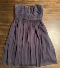 J. Crew Marbella Navy Blue Silk Strapless Formal Bridesmaid Dress Size 6