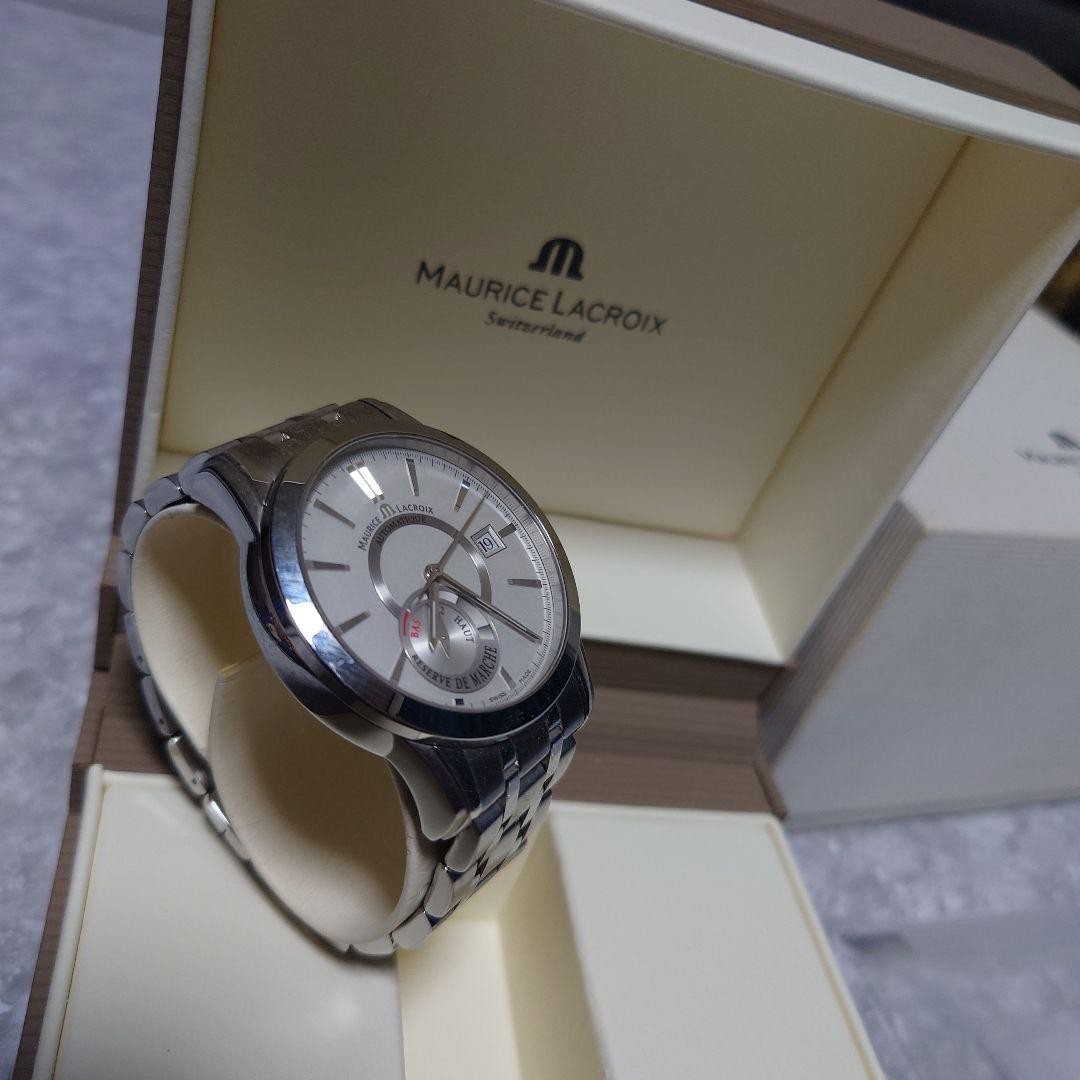 Maurice Lacroix Pontos Silver Dial Black Leather Strap Watch For Men - PT6148-SS001-131