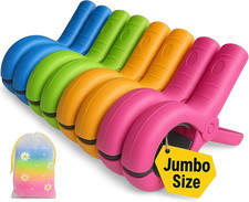 5.1"Jumbo Beach Towel Clips 8 Pcs, Storage Bag Included, Towel Clamps, Plastic C