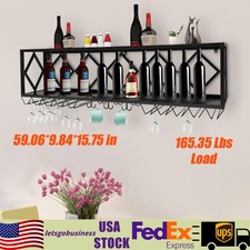 Iron Wall Mounted Wine Rack Wine Display Storage Bottle Glass Holder Bar Storage