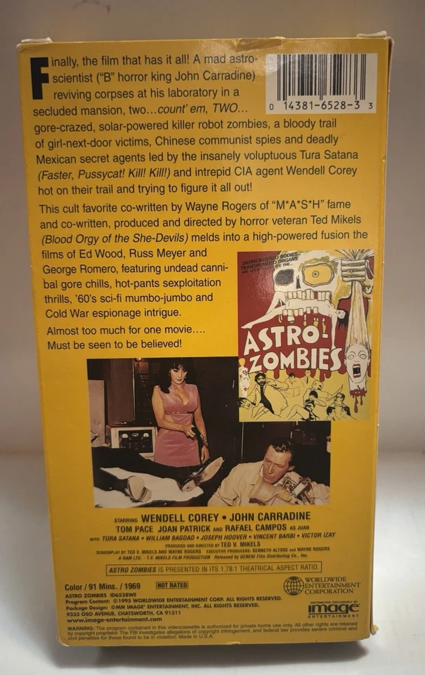VHS Astro Zombies Ted Mikels Troma Team Sex Drugs Mind Control VERY RARE HTF NM - Image 2 of 4