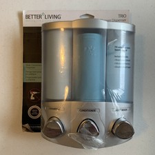 Better Living Trio Wall Mount Liquid Push Shower Soap Dispenser No Drill 14.7 Oz
