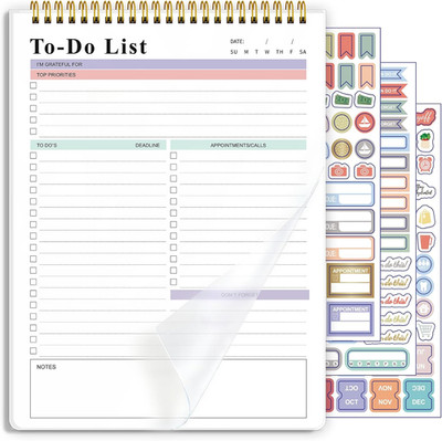 To Do List Notepad，Daily to Do List Notebook, (8.5''X 11'') (1, Purple)