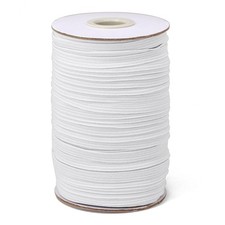 6mm White Elastic Band Roll 55 Yards 1/4 Inch Flat Braided Cord Waistbands