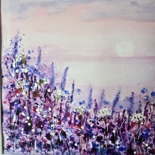 Original Wildflowers Coastal Landscape Watercolour Painting Floral Boats Framed - Picture 11 of 19