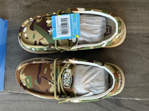 Hey Dude Boy's US Y1 L2 Wally Camouflage Multi Camo Shoes Slip On Sneakers - Picture 10 of 16