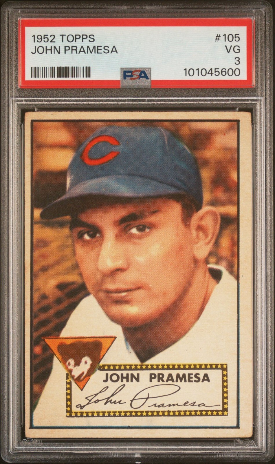 1952 Topps Baseball John Pramesa Red Back #105 - PSA 3 - Chicago Cubs