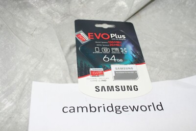 New GENUINE Samsung EVO Plus 64GB Micro SD Memory Card with SD Adapter SEALED