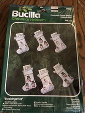 Bucilla Christmas Heirloom Stockingettes Ornaments Counted Cross Stitch Set of 6