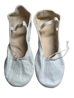 NOS NEW BALLET SLIPPERS DANCE SHOES Leather VINTAGE White Child Size D 