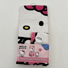 Hello Kitty 2 Piece Bath Towel  washcloth Set 25  x50  Brand New