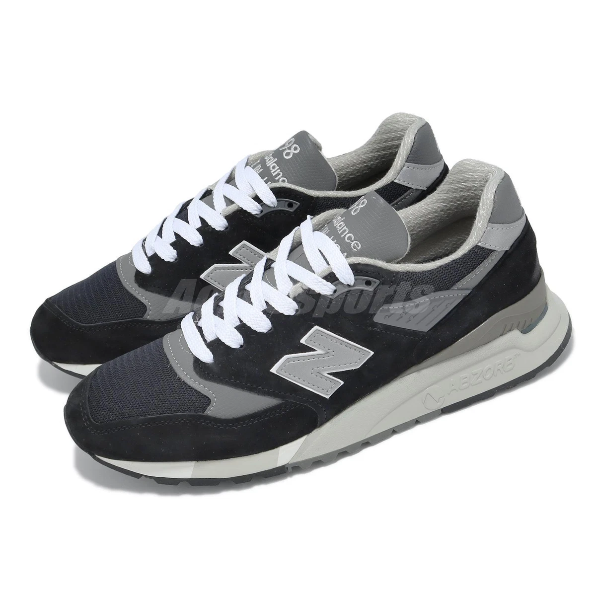 New Balance 998 NB Made In USA Black Silver Men Casual Shoes Sneakers  U998BL-D