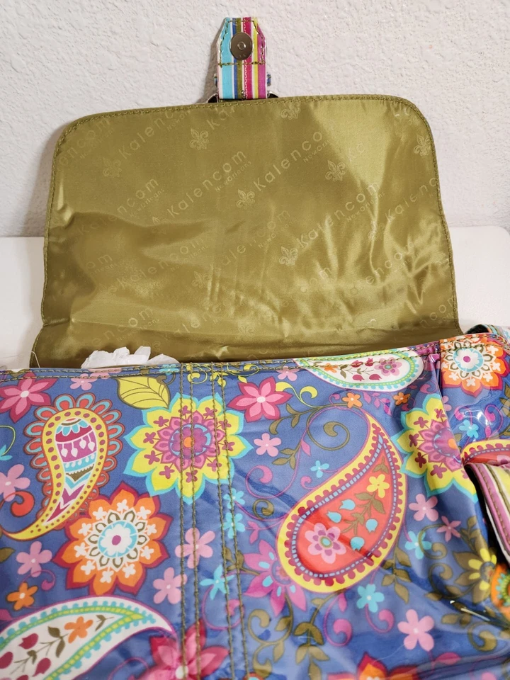 Diaper Bag NEW Laminated Buckle Bag Blue Paisley Floral Baby Kalencom FSTSP NWT - Image 3 of 4