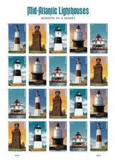US #5621a-5a 5621a-5625a 5625c Mid-Atlantic Lighthouses Imperf Sheet Pane NDC