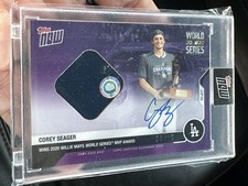 2020 Topps Now 483A PURPLE Corey Seager 9/25 Auto/base Relic WS MVP