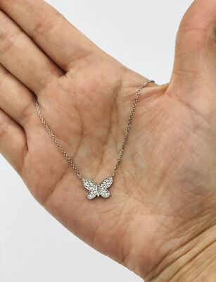 Butterfly Necklace Lab Diamonds 14K White Gold 16