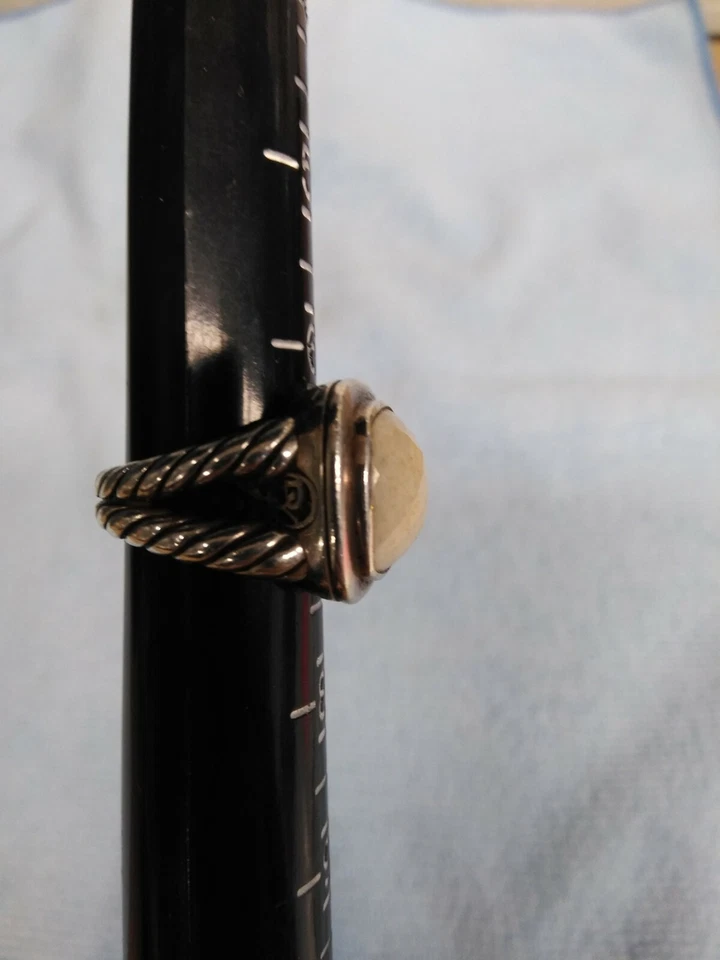 Vtg David Yurman Sterling Silver Albion Faceted White Agate Ring Sz 7 - Image 3 of 4