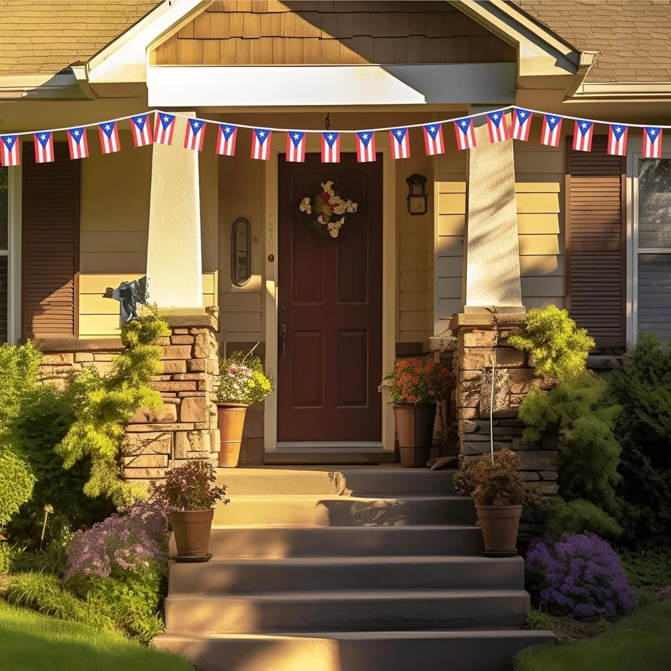 Небольшие струнные флаги Пуэрто-Рико, 50 футов 38 шт. пуэрториканский вымпел баннер Bu... - Изображение 2 из 3