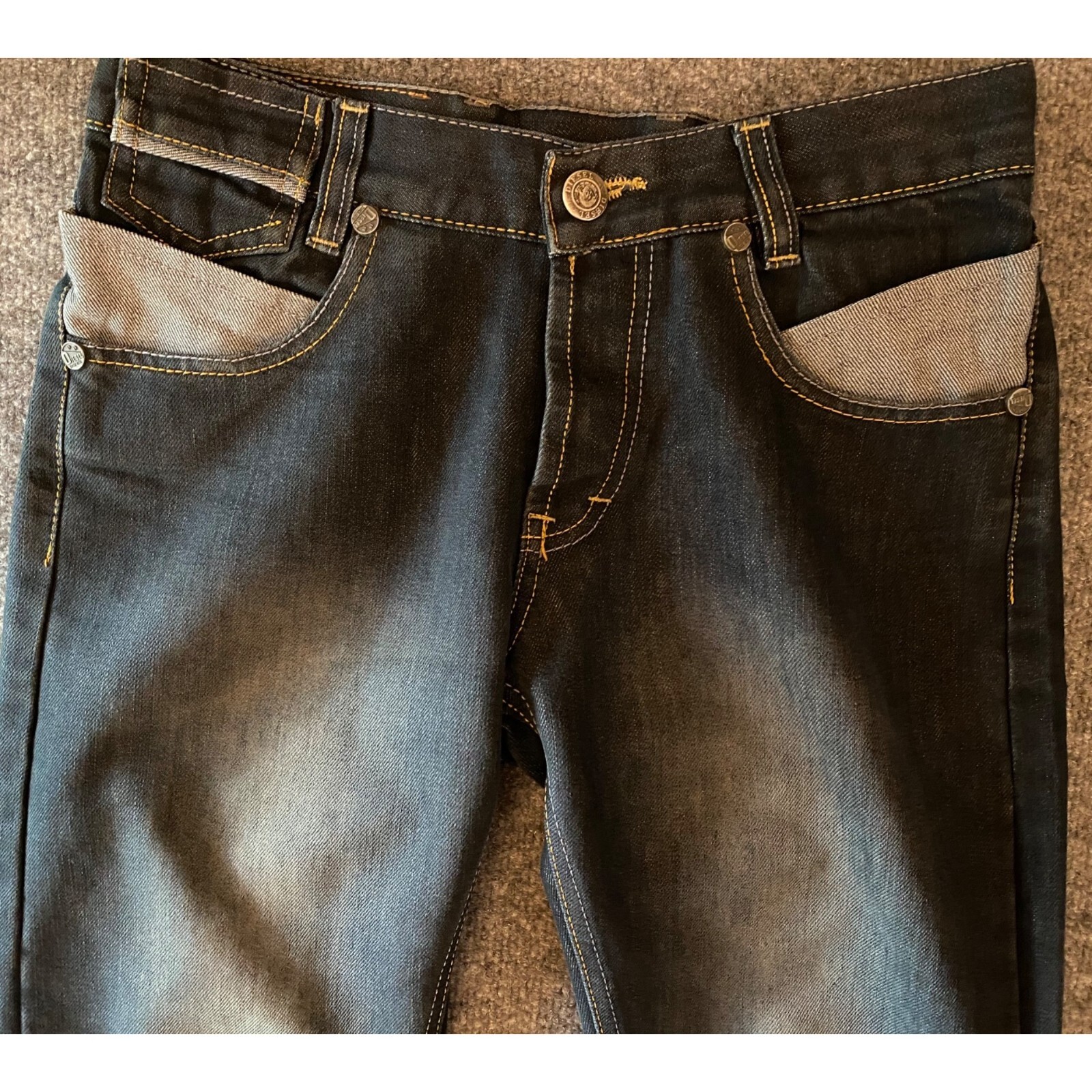 Diesel Industry Distressed Faded Denim Jeans Men 30x28 Dark Wash Retro Y2K 90s