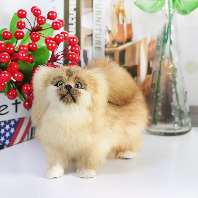 Realistic Pekingese Plush Dog Model Puppy Pet Toy Animal Doll Prop