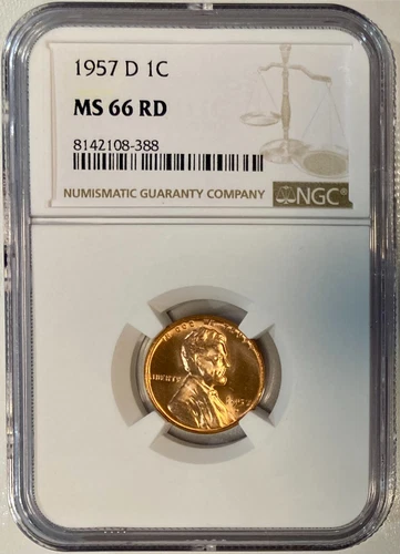 1957-D Lincoln Cent (Wheat Penny), NGC MS-66 RD