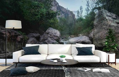 3D Rock Lake Tree Landscape Wallpaper Wall Murals Removable Wallpaper 73