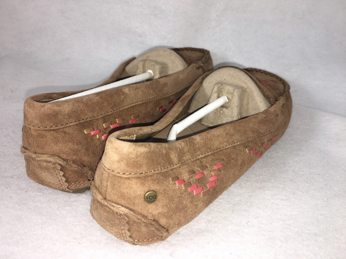 UGG CALZE RUSTIC WEAVE Chestnut MOCCASIN SLIP-ON SHOES