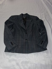 Rafaella Size 8P Plaid Blazer Length 23 Side Pockets Button L8 E1