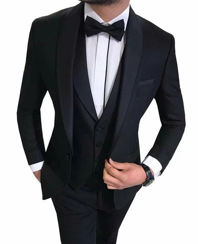 Traje de hombre 3 piezas formal boda fiesta esmoquin blazer + chaleco + pantalones 48 50 52 - Imagen 6 de 35