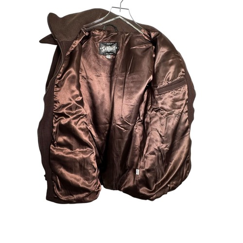 SCHOTT Hombre Chaqueta de Lana Abrigo Talla Grande Marrón Bolsillos Carga - Imagen 6 de 8