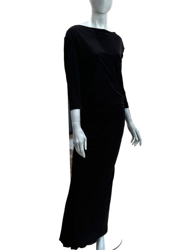 Vestido Largo ETRO Jet Negro Acanalado Sedoso con Elástico y Redondeado Tra Talla 46 8-10 - Imagen 2 de 20